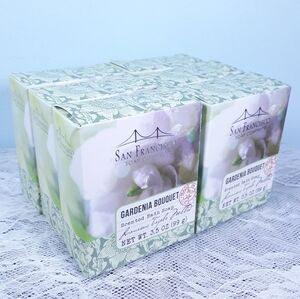 New 6 White Floral Gardenia Bath Bar Glycerin Soaps San Francisco Soap Company